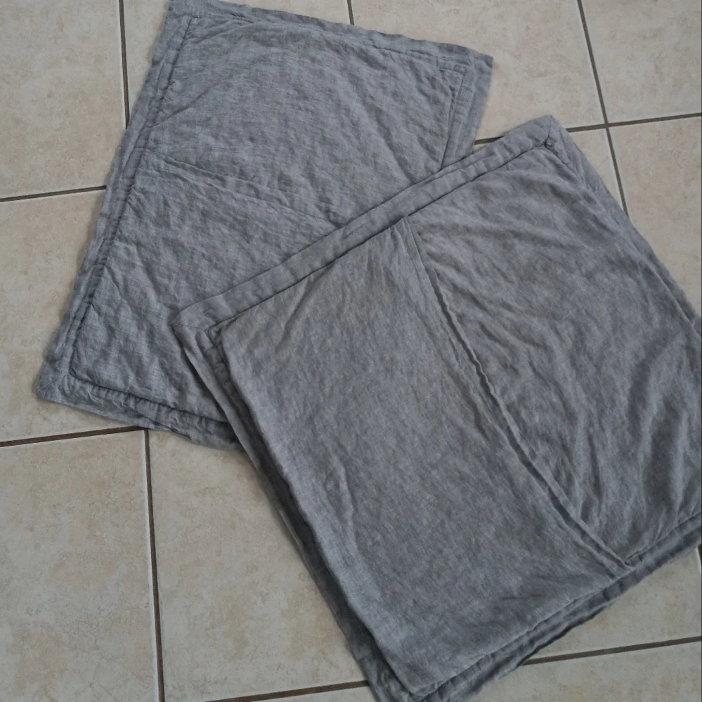Pottery Barn Belgian Flax Linen Diamond Quilted Shams In Flagstone